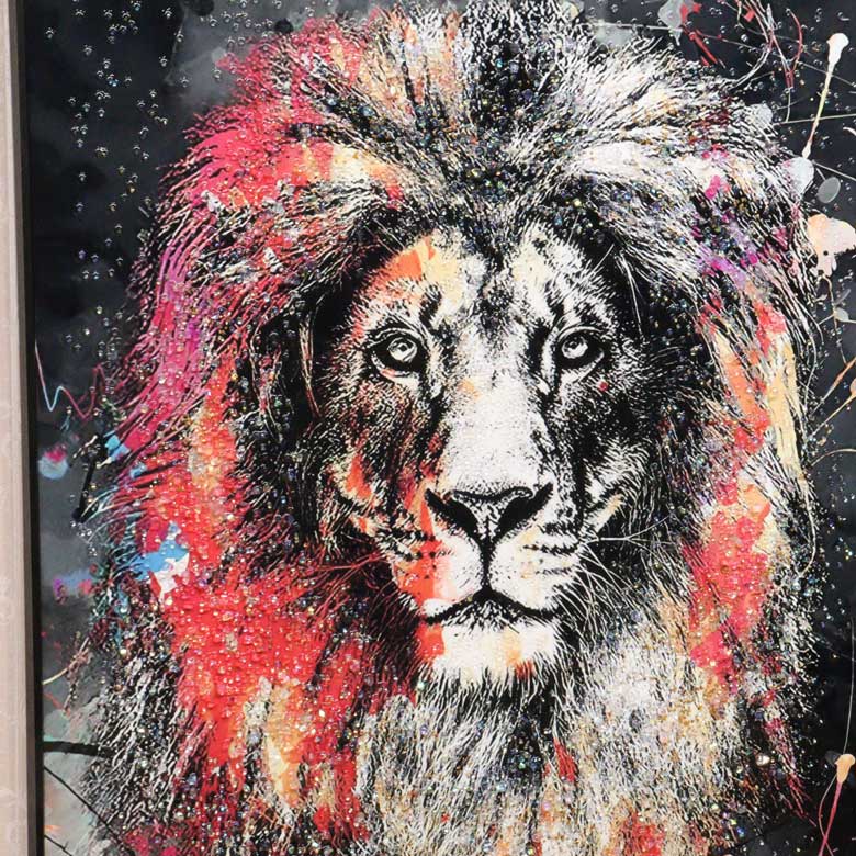 アートフレーム ライオン クリスタルピクチャー ウォールデコ