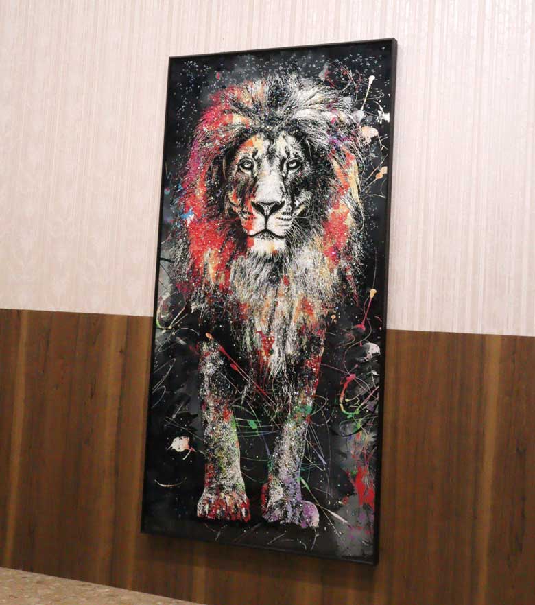 アートフレーム ライオン クリスタルピクチャー ウォールデコ