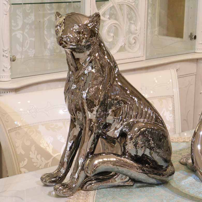 イタリア レオパード AHURA 陶器 置物 オブジェ 風水 縁起物 パンサー