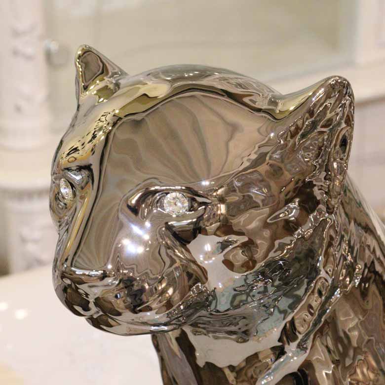 イタリア レオパード AHURA 陶器 置物 オブジェ 風水 縁起物 パンサー