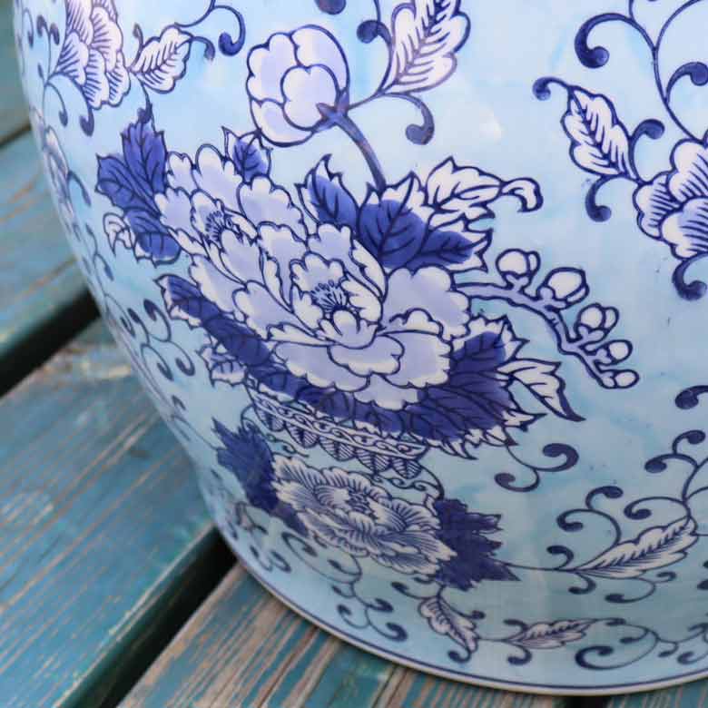 水鉢 大型 陶器 13号 水色 ボタン 火鉢 鉢カバー プランターカバー