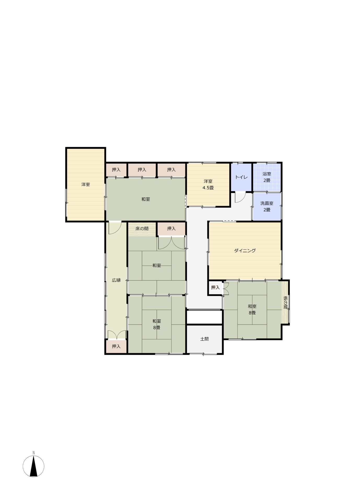 徳山地区】庭園付きのキレイな平屋。畑としても利用できる土地付き