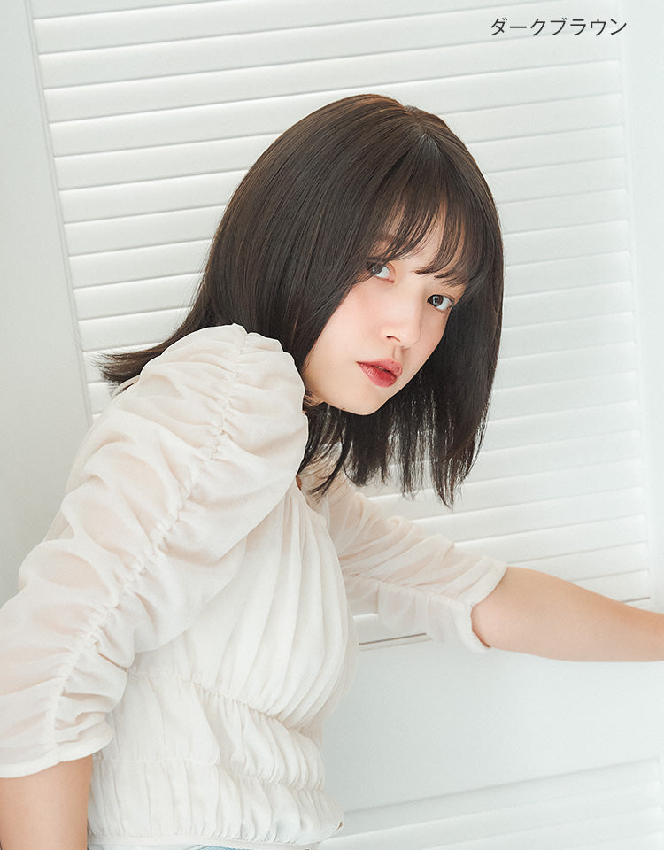 美容師Cut】天使のセレーナミディ人毛MIX フルウィッグ ミディアム