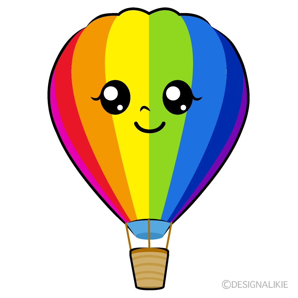かわいい虹色の気球のイラスト素材｜無料ダウンロード IllustCute
