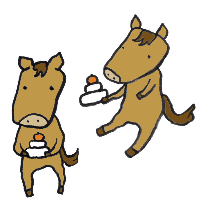 馬（お正月）の手書きイラスト02 ＜無料＞ | かわいいフリー素材 イラストK