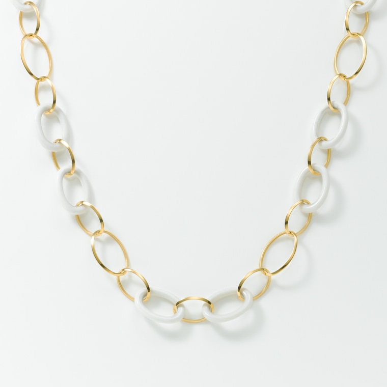 AL004-WC85]K18 ホワイトカルセドニー/ネックレス(ゴールド): Hyacca