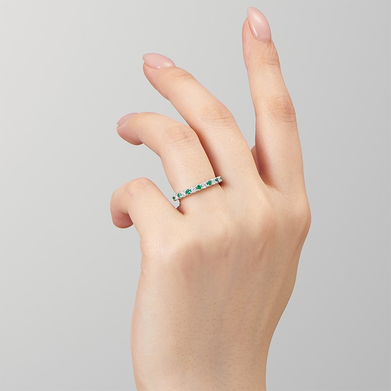 Color Prong]Ptエメラルドダイヤモンド/リング(プラチナ): ICHAROI