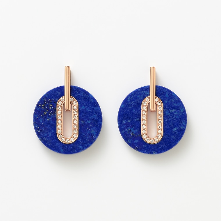 AI030]K18PGラピスラズリ/ダイヤモンド/ピアス(ピンクゴールド