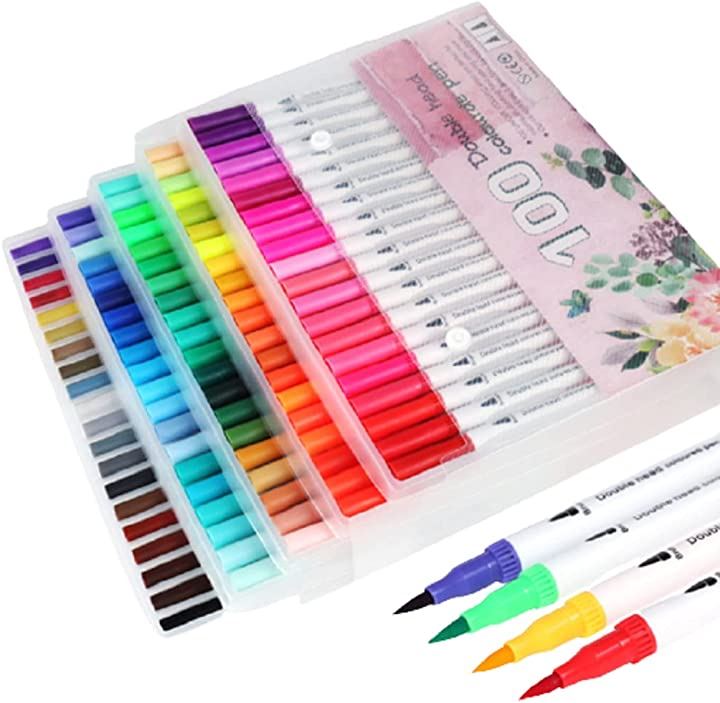 カラーペン 100色セット 水彩ペン 水性ペン 筆ペン イラストペン