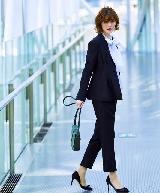 S～5L】ウエストタック3つボタンジャケット&パンツの2点セットアップ