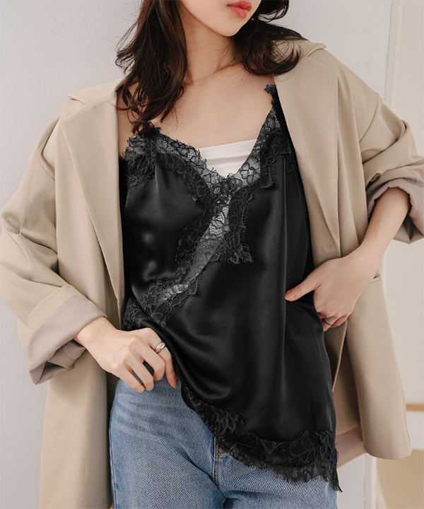 サテンレースキャミソール [C7751] | 神戸レタス(KOBE LETTUCE