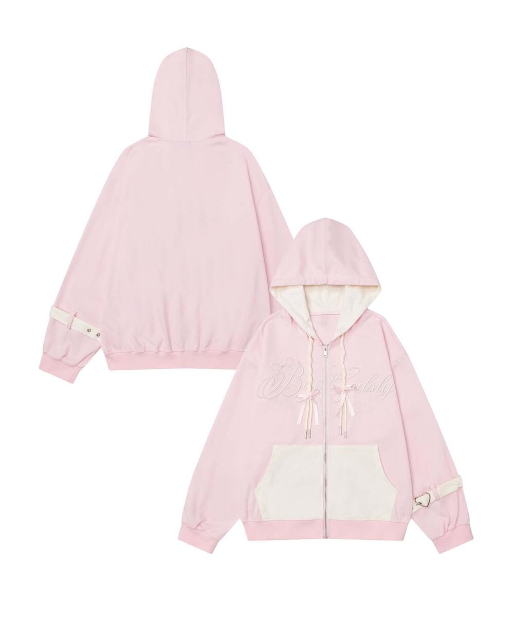 HOOK】for girls バイカラー刺繍ジップパーカー | フック(HOOK