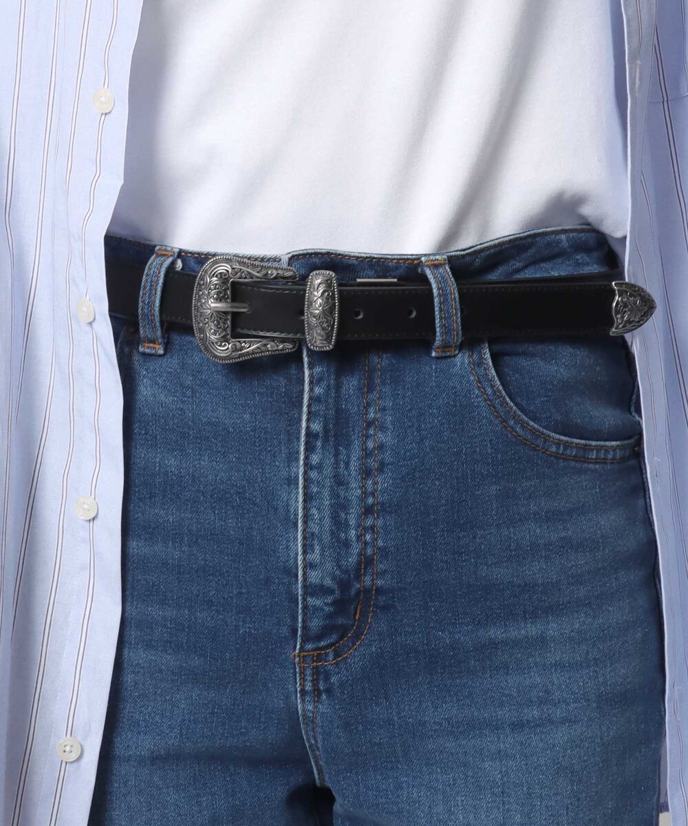 サイズ調整可能】 25mm 細め ヴィーガンレザー ウエスタンベルト