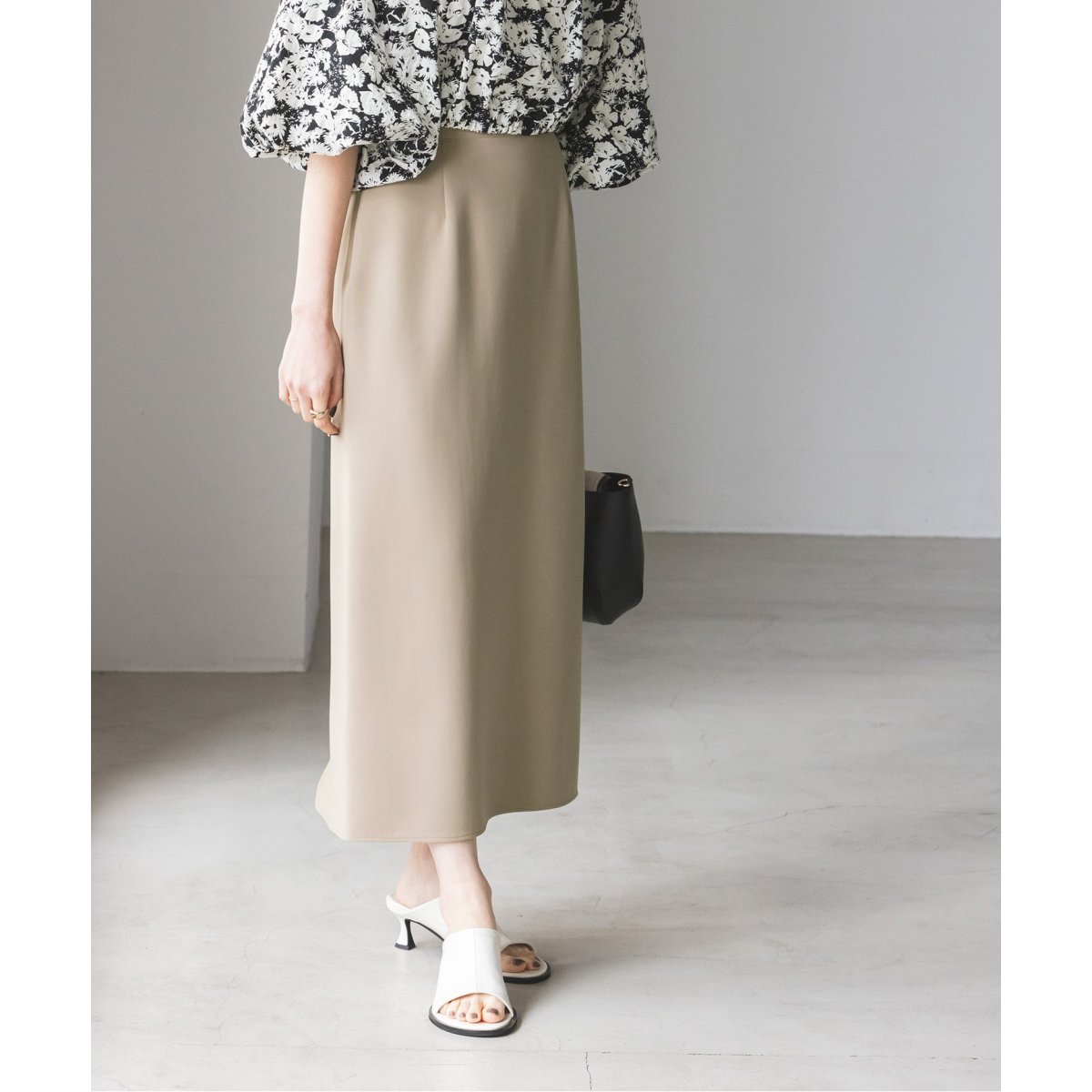 追加》ジャージーライクカラータイトスカート 6 | ノーブル(Noble