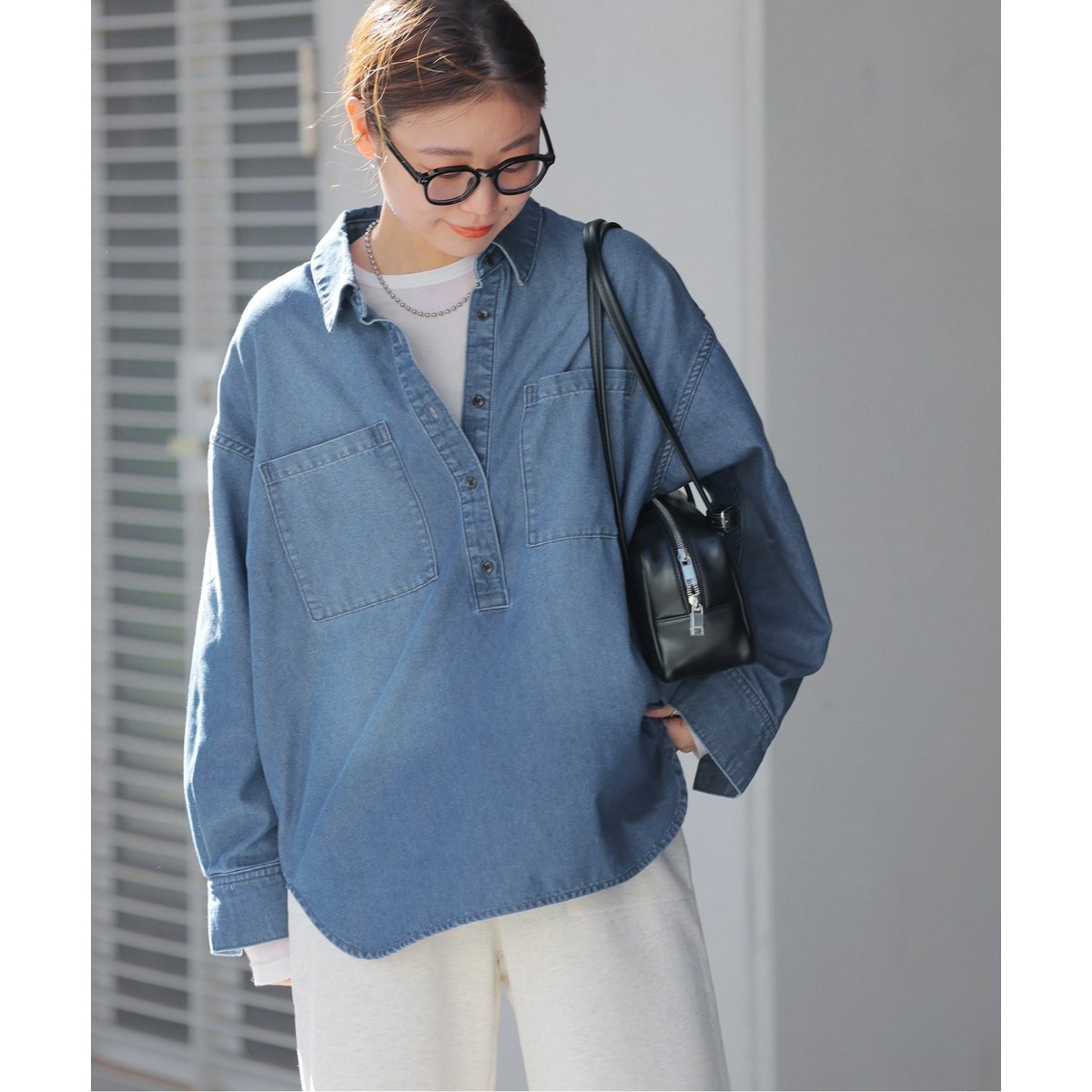 □デニムプルオーバーシャツ/インディゴ | ジャーナルスタンダード