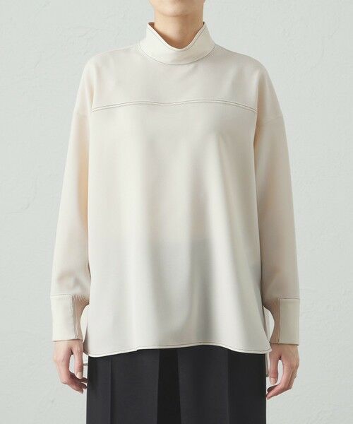 着用しわ軽減/吸水速乾】バックボタンブラウス （シャツ・ブラウス