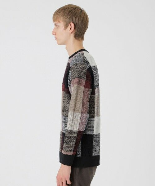 セール】 テクスチャーミックスクレストブリッジチェックニット