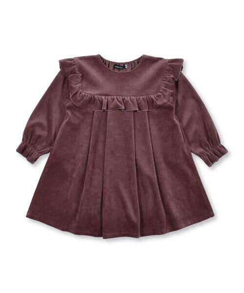 セール】 ベロア フリル フレア ワンピース (90~140cm) （ワンピース