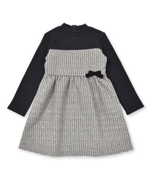 セール】 【お揃い】ラメ千鳥格子ドッキングワンピース(90~150cm