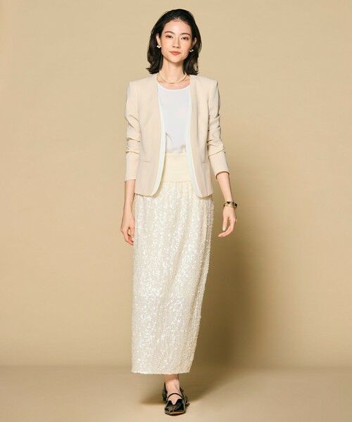 CINDY / ダブルカラージャケット （ノーカラージャケット）｜BEIGE