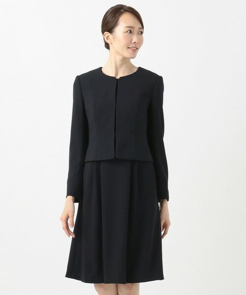 お受験/セレモニーに】濃紺 洗える/衿取り外し ワンピース+ジャケット