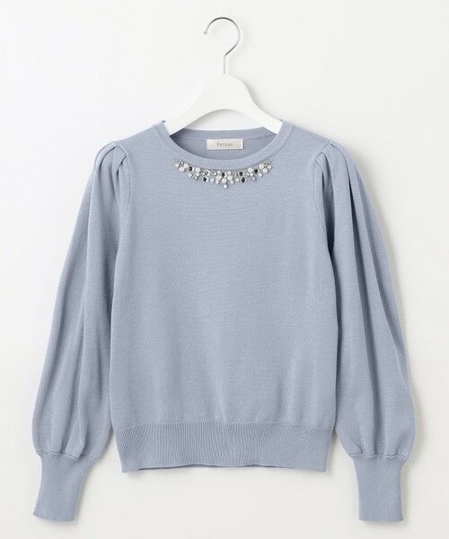 希少】 クレージュ 襟付き ニット セーター ウール混 ビジュー ロゴ