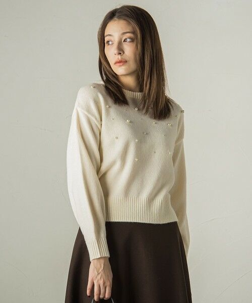 ランダムパールニットプルオーバー≪手洗い可能≫ （ニット・セーター