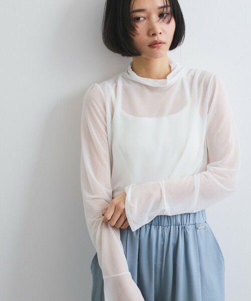 セール】 シアーハイネックカットトップス≪手洗い可能≫ （カットソー