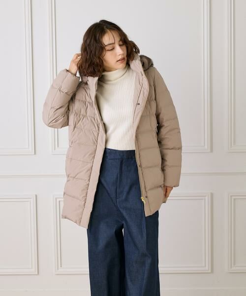 セール】 《大きいサイズ》ミドル丈 フェイクファーフードミドルダウン