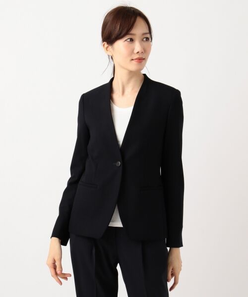 セール】 【セットアップ】T／R Georgette ノーカラージャケット