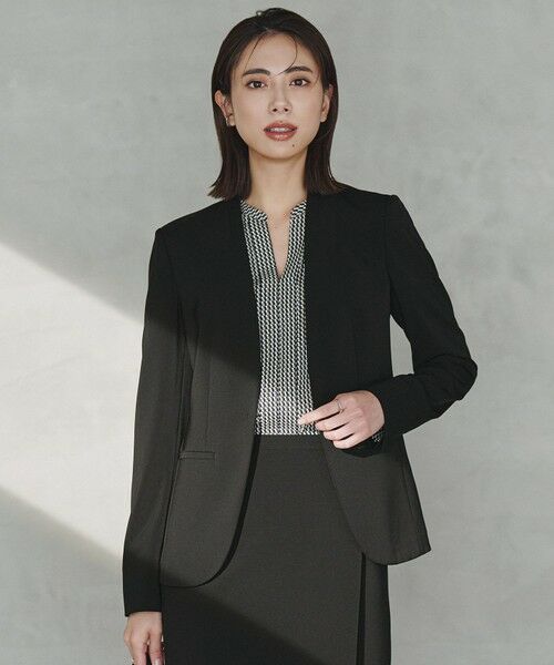 防シワ・速乾・洗える】Fied ノーカラージャケット （ノーカラー