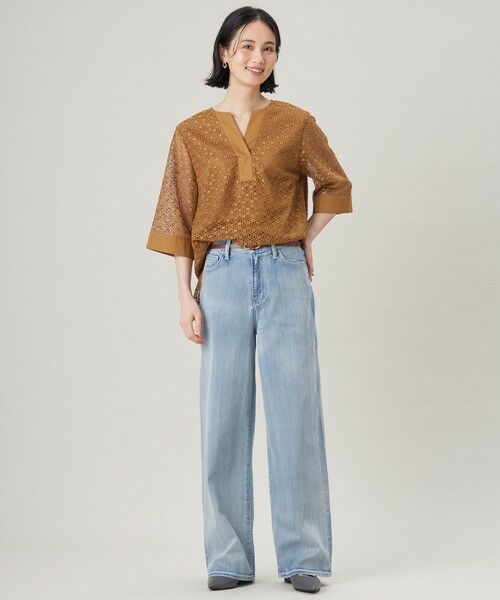 洗える】ウスカルデニム ワイドパンツ （デニムパンツ）｜自由区