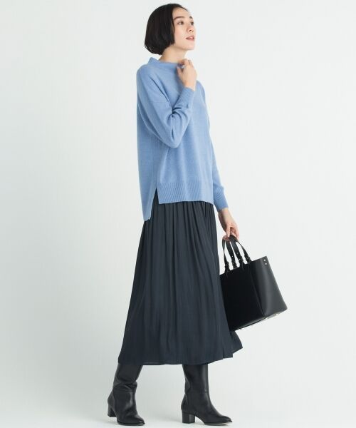 セール】 【亜希さん着用】ピュアカシミヤミルド スタンドネックニット