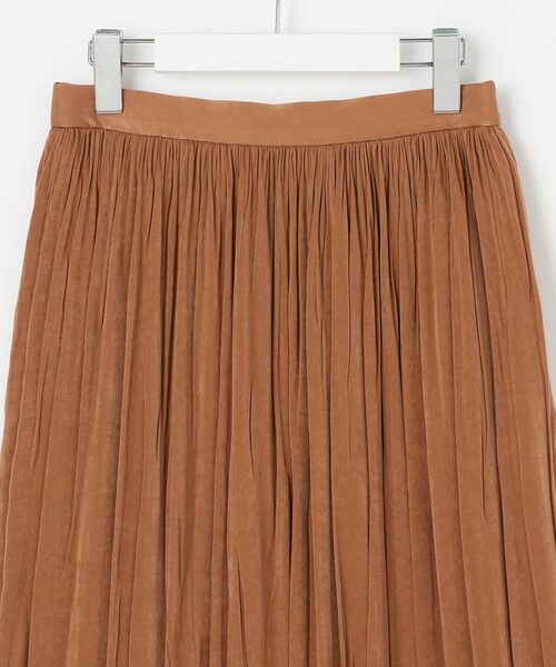 セール】 【洗える】マロンサテン ランダムプリーツ スカート （ロング