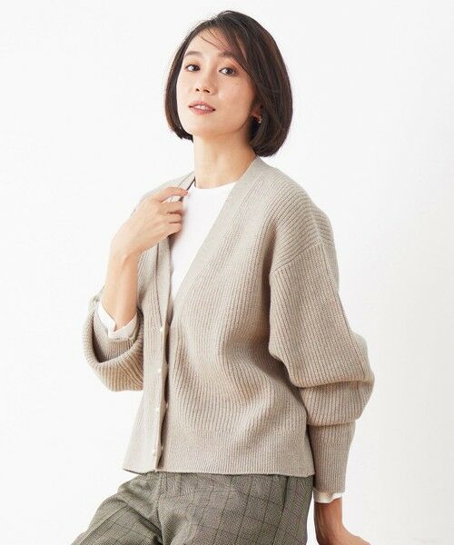 洗える】ウールカシミヤブレンドラメスパンコールニット カーディガン