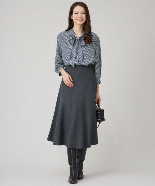 セットアップ対応・洗える】ウールミラノニット スカート （ミニ・ひざ