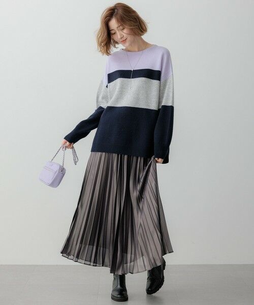 セール】 【Oggi1月号掲載/洗える】ウールカシミヤ カラーブロック