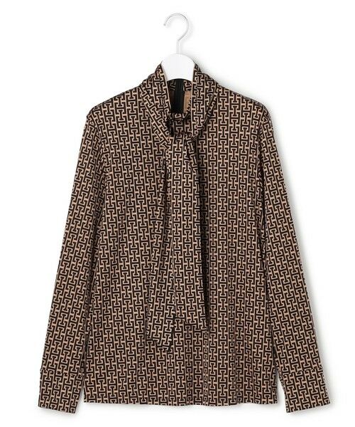 30th ANNIVERSARY】 モノグラムプリントスムース ボウタイブラウス