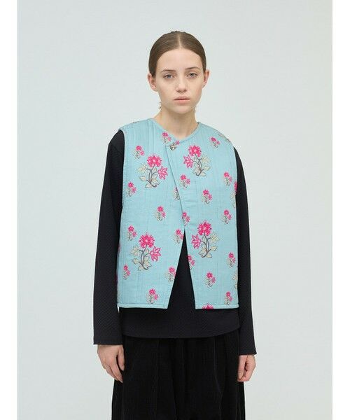 セール】 mizuiro ind 2WAYプリントキルティングベスト （ベスト