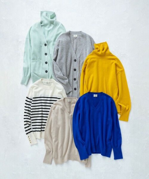 セール】 【洗える】ピュアカシミヤ ボーダー ニット （ニット