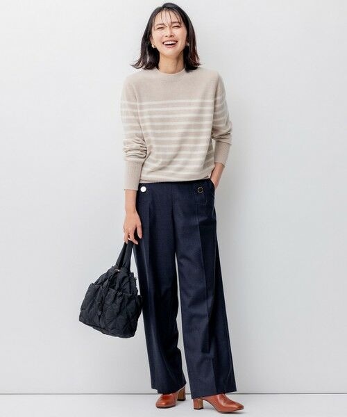 セール】 【洗える】ピュアカシミヤ ボーダー ニット （ニット