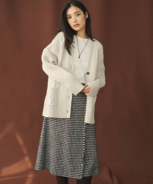 セール】 【洗える】ウールカシミヤ アランパターン カーディガン