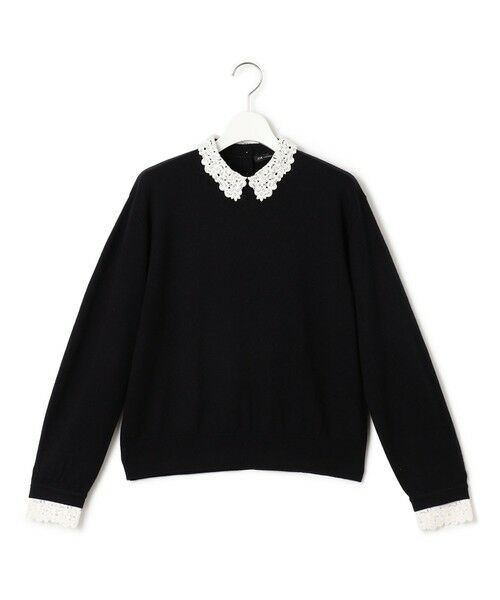 洗える】エンブロイダリー 襟デザイン ニット （ニット・セーター