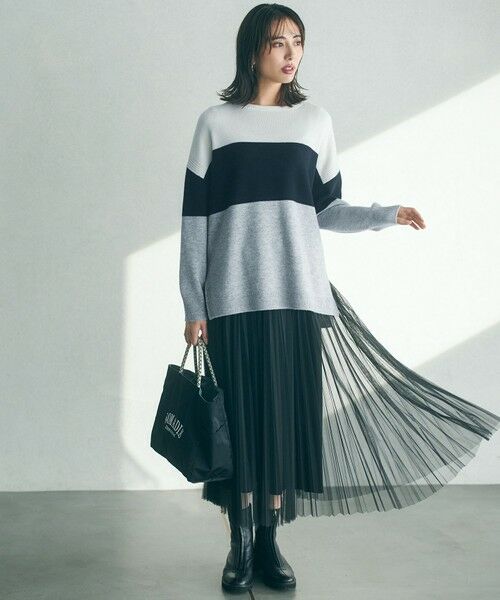 セール】 【洗える】ウールカシミヤ カラーブロック ニット （ニット