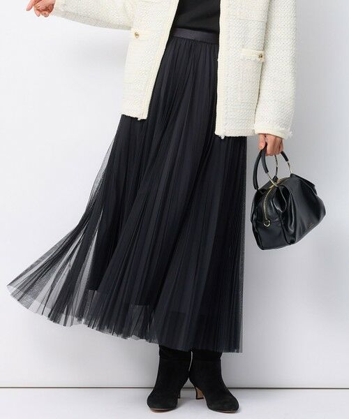 セール】 【洗える】チュール プリーツ スカート （ロング・マキシ丈
