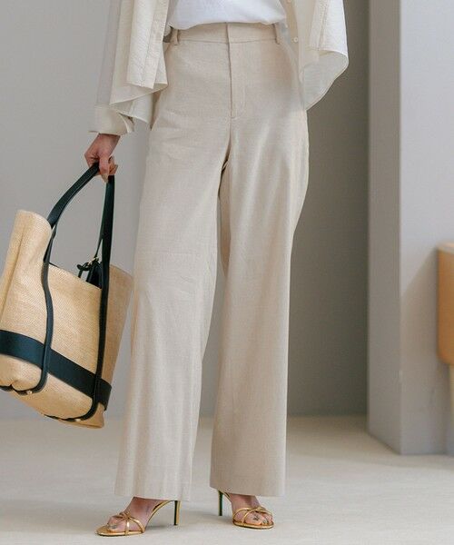 CLASSY.6月号掲載/洗える】リネンレーヨンストレッチ ワイドパンツ