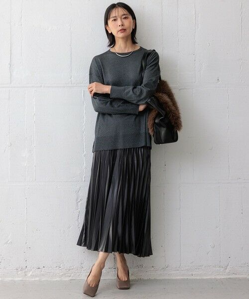 セール】 【洗える】レザーライクプリーツ スカート （ロング・マキシ