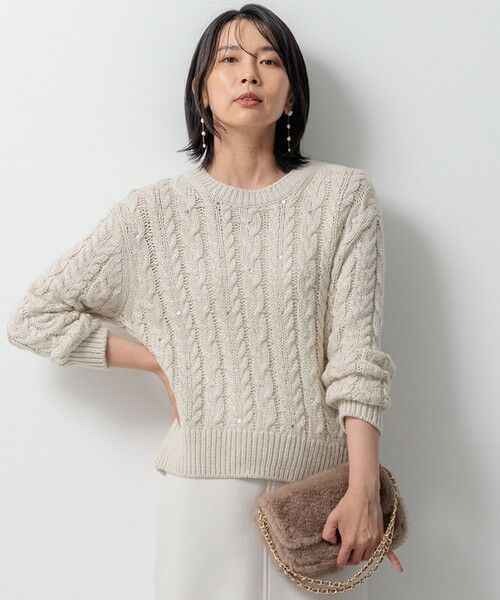 セール】 【洗える】ルレックスケーブル スパンコール ラメニット