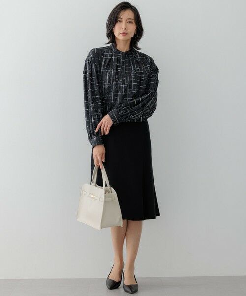 セール】 【洗える】モノクロトーンプリント ブラウス （シャツ