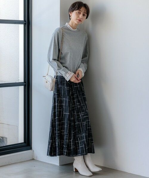 セール】 【洗える】ヴィスコースストレッチ レースコンビ ニット